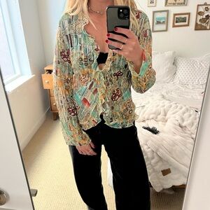 Notations Multicolor Printed Sheer Top